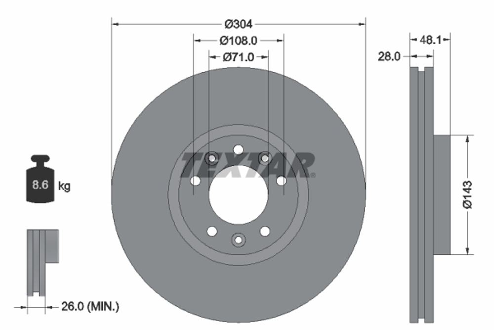 TEXTAR - 92232305-TET - Brake Disc