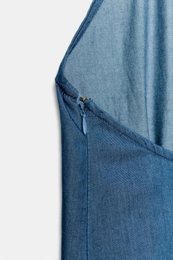 ZARA ЛЕГКИЙ ДЛИННЫЙ КОМБИНЕЗОН, СИНИЙ
