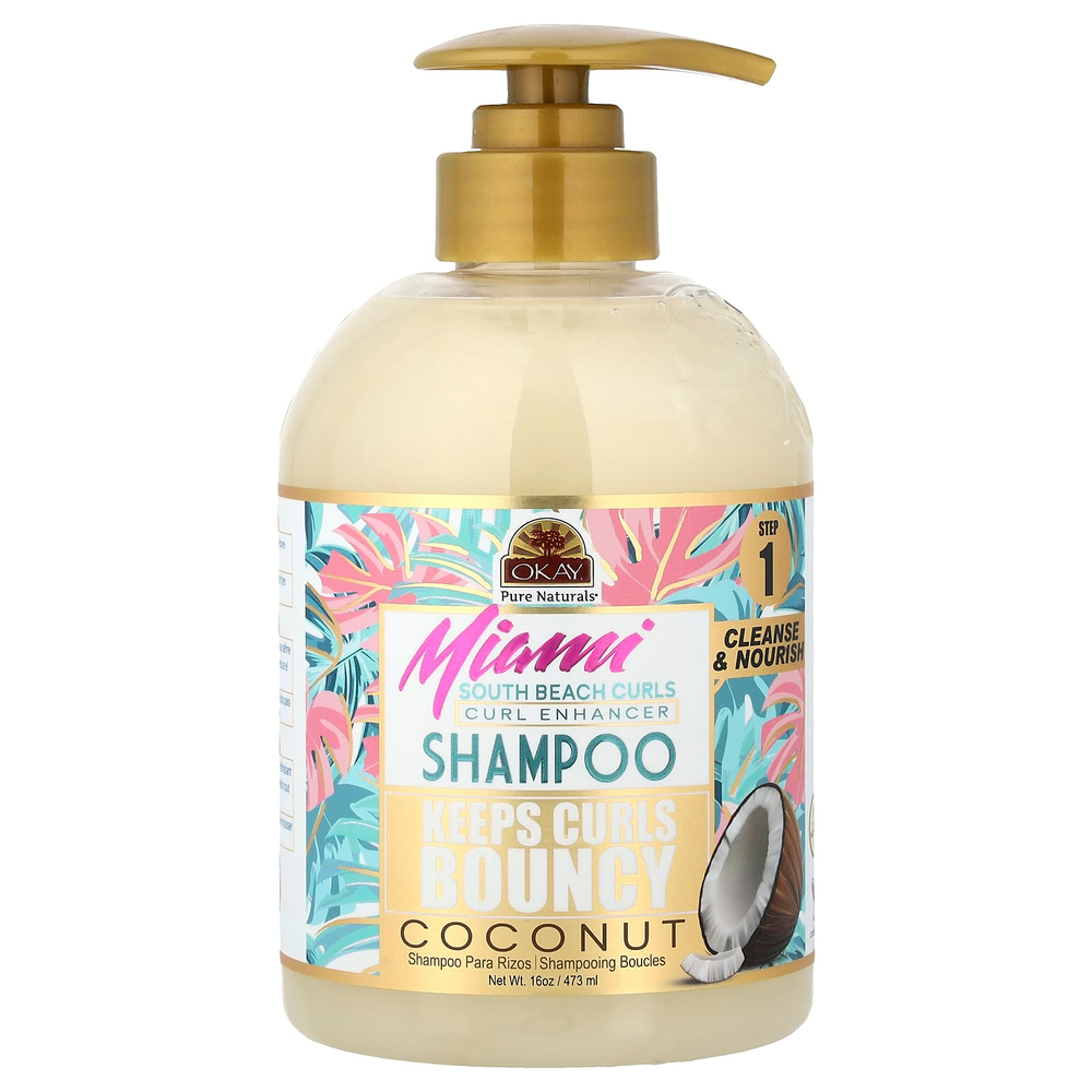 Okay Pure Naturals, Miami South Beach Curls, шампунь для улучшения локонов, кокос, 473 мл (16 унций)