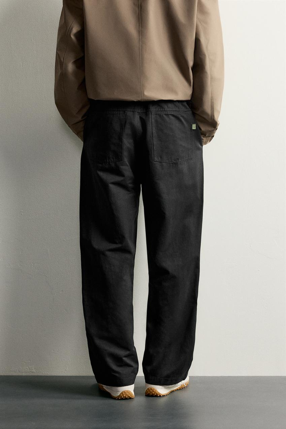 ZARA МЯГКИЕ БРЮКИ RELAXED FIT, ЧЕРНЫЙ