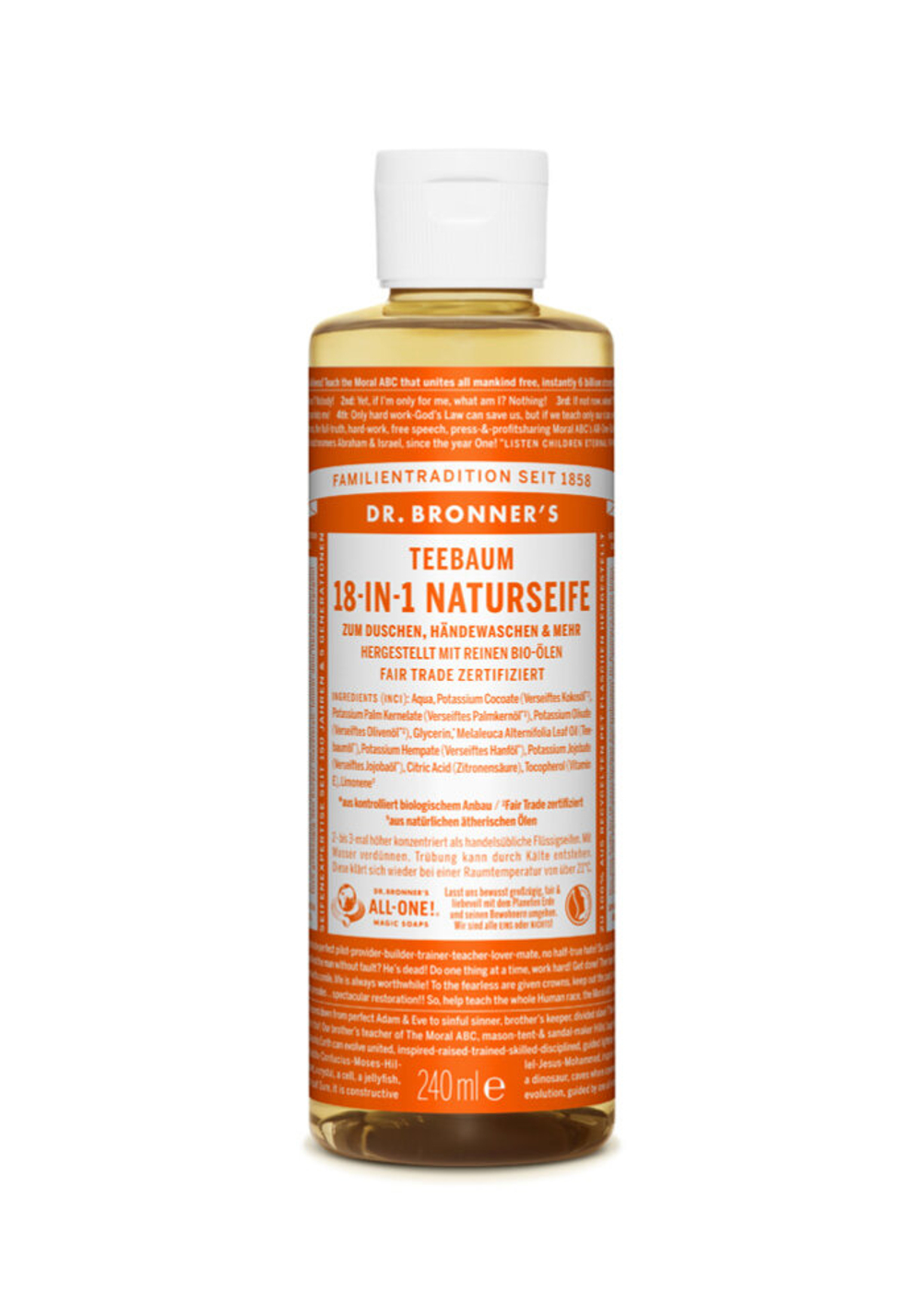 Натуральное мыло 18 в 1 с маслом чайного дерева Dr. Bronner’s, 240 мл
