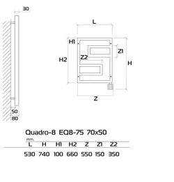 Quadro-8 Дизайн радиатор электрический EQ8 70x50 см