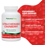 NaturesPlus, Ultra Chewable Cranberry®, 90 жевательных таблеток в форме сердца