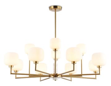 Люстра на штанге с мрамором 12*G9 LH53019/12 BS/FR латунь/белый матовый High Light Ceramo Modern Ambrella