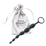 Черный анальный стимулятор-бусы 25,4 см с ручкой-кольцом Fifty Shades of Grey Pleasure Intensified Silicone Anal Beads