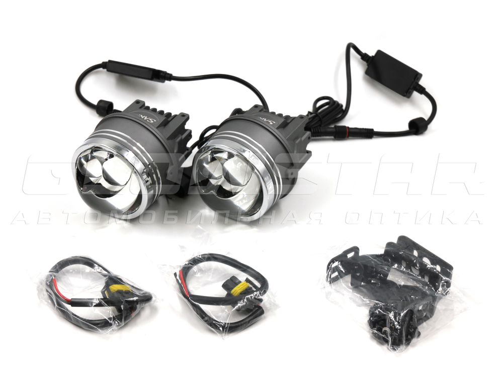 Светодиодные ПТФ Sariti N5, 3.0 дюйма, 12V, 45/76W, 6000K, универсальное крепление (комплект, 2шт)
