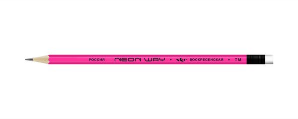 Карандаш чернографитный неоновый с ластиком заточенный ТМ (HB) 72 шт, Neon way NW05, 1-1542 розовый, ВКФ NW05