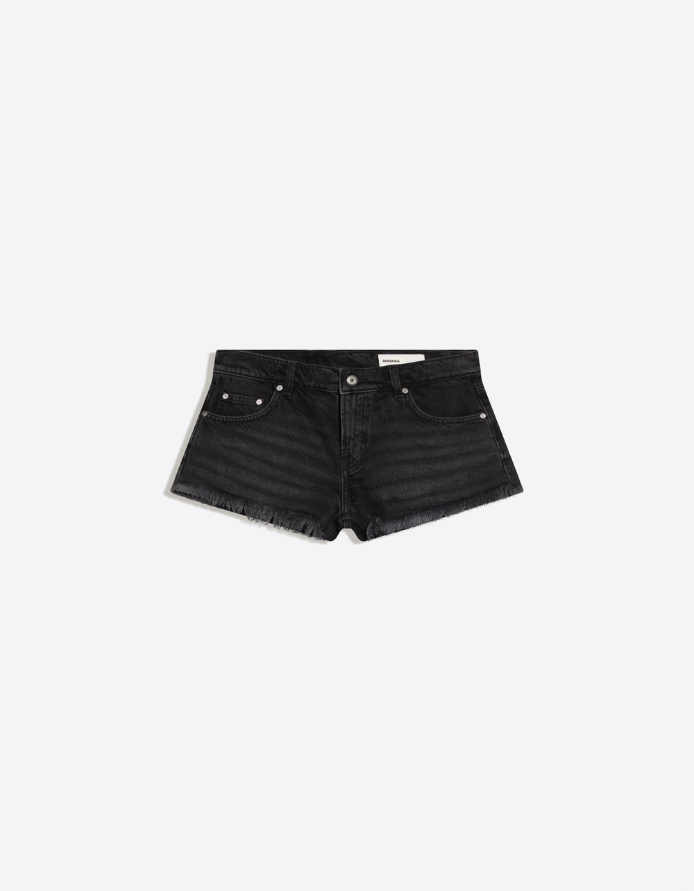 Женские джинсовые мини-шорты с необработанным краем - BERSHKA