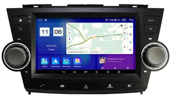 Магнитола для Toyota Highlander 2 2007-2013 XU40 - Parafar PF035T2RN2K на Android 13, Быстрая, QLED+2K, CarPlay, 4G SIM-слот (крутилки декоративные)