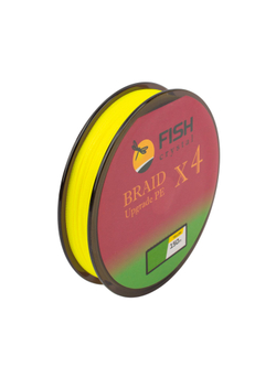 Плетеный шнур для рыбалки Fish Crystal BRAID UPGRADE PE X4 150 м, желтый, 0.25 мм, 13.5 кг