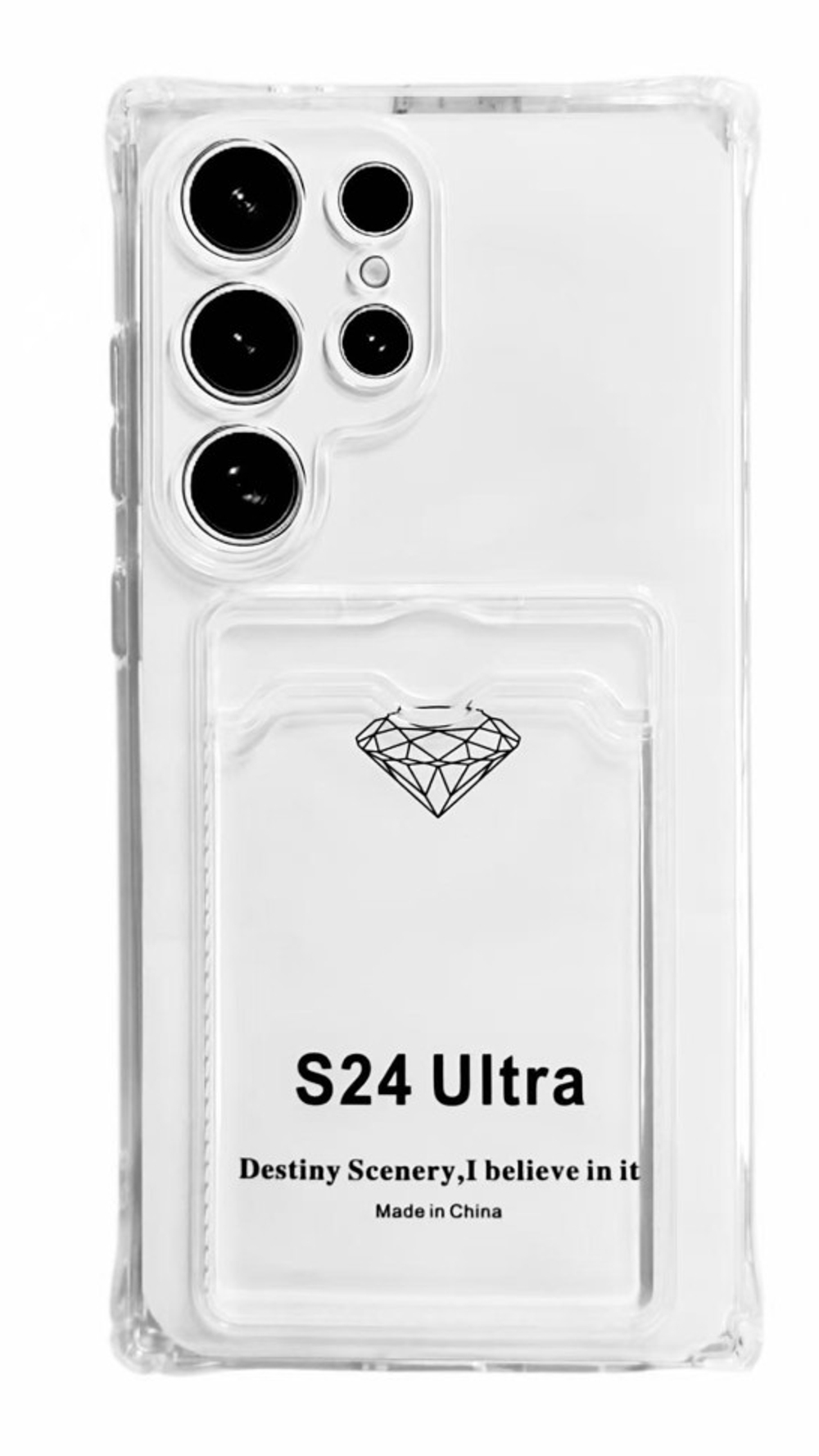 Чехол-накладка силикон с карманом под карту Samsung Galaxy S24 Ultra прозрачный