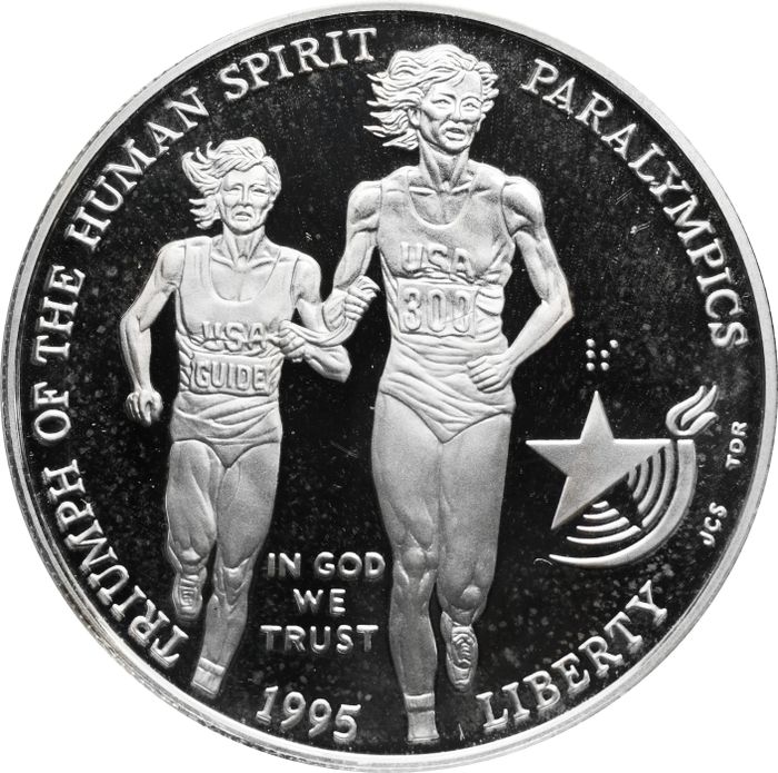 1 доллар 1995 США «X летние Паралимпийские Игры, Атланта 1996 - Бег»