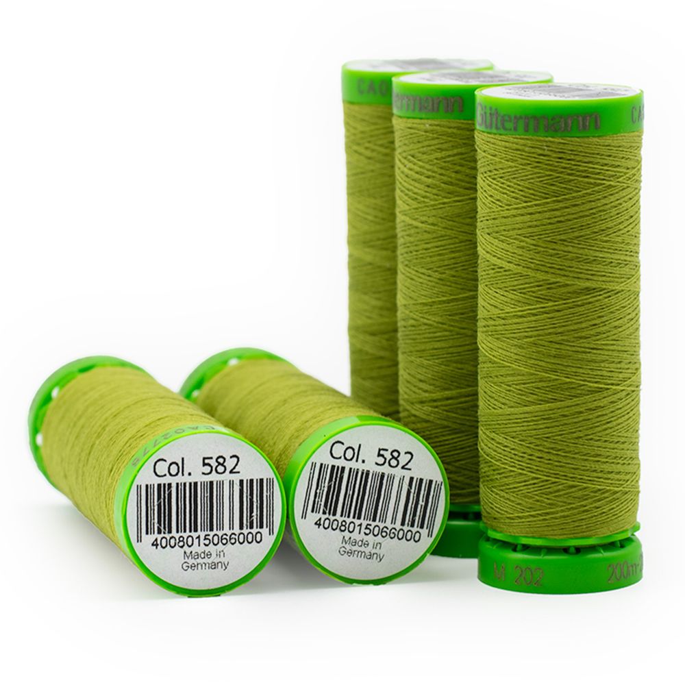 Нитки для тонких тканей Gutermann Extra Fine 150 (200 метров), 5 кат. | 582 зеленая горчица