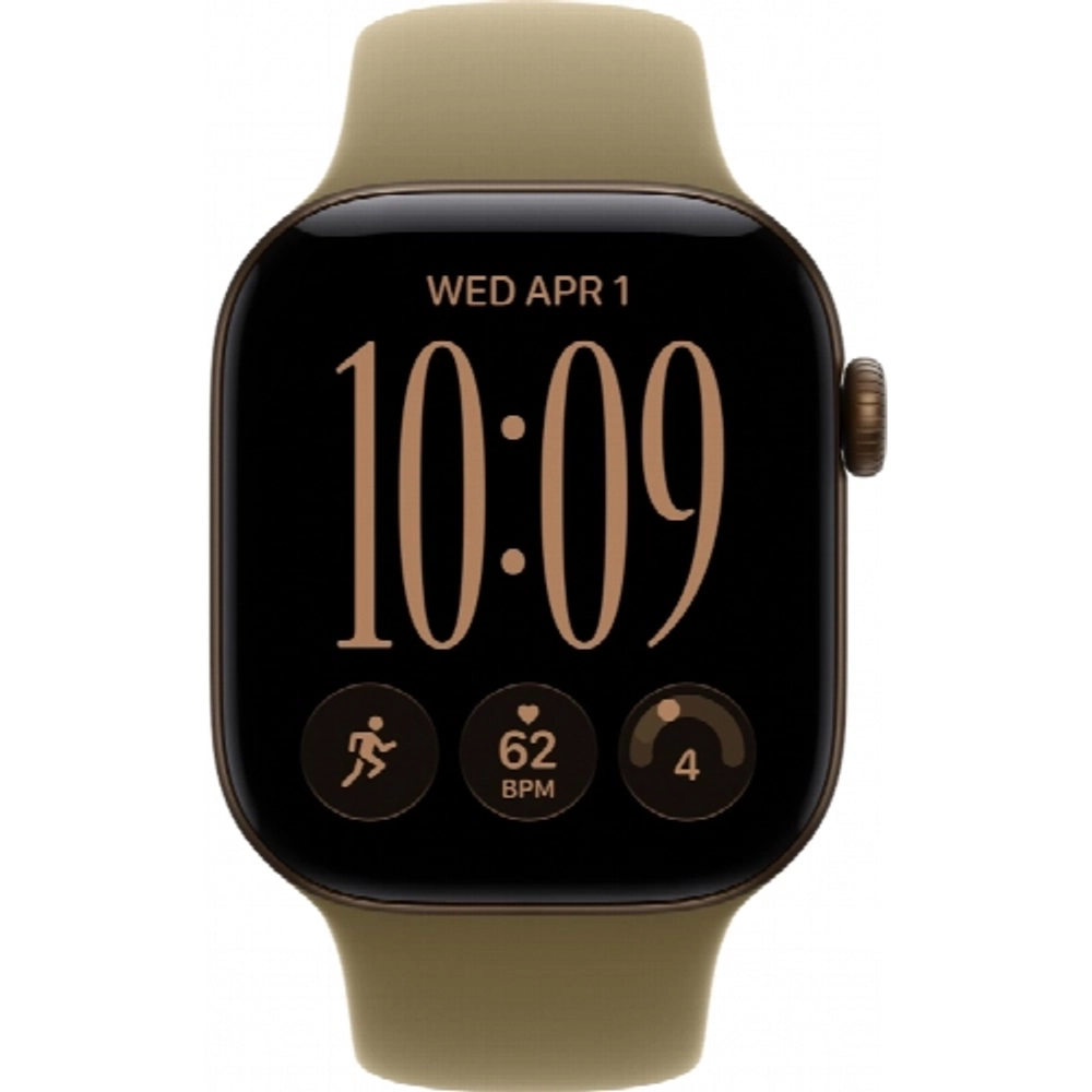 Apple Watch S12 46 mm Dark Bronze Aluminum Case | Olive Sport Band, S/M
