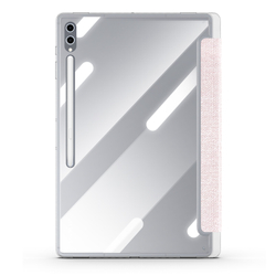 Чехол книжка розового цвета от Dux Ducis для Samsung Galaxy Tab S9 Ultra, Tab S10 Ultra и Tab S8 Ultra, серия Unid Series Case, с держателем стилуса и функцией автоматического перехода в спящий режим
