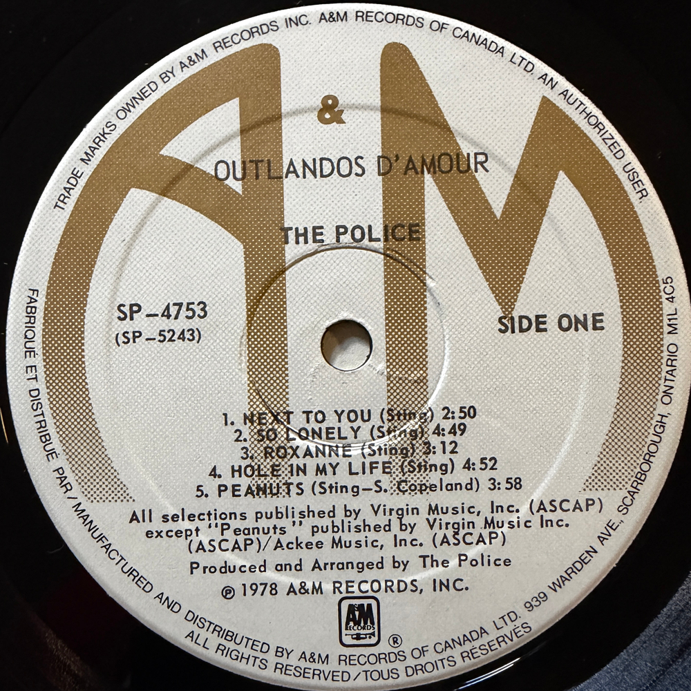 The Police ‎– Outlandos D'Amour (Канада 1979г.)