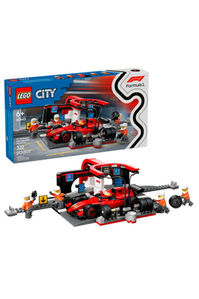 Конструктор Лего Сити Пит-стоп F1 и команда болида Ferrari 60443 | LEGO City F1 Pit Stop & Ferrari Car  322 детали | 6+