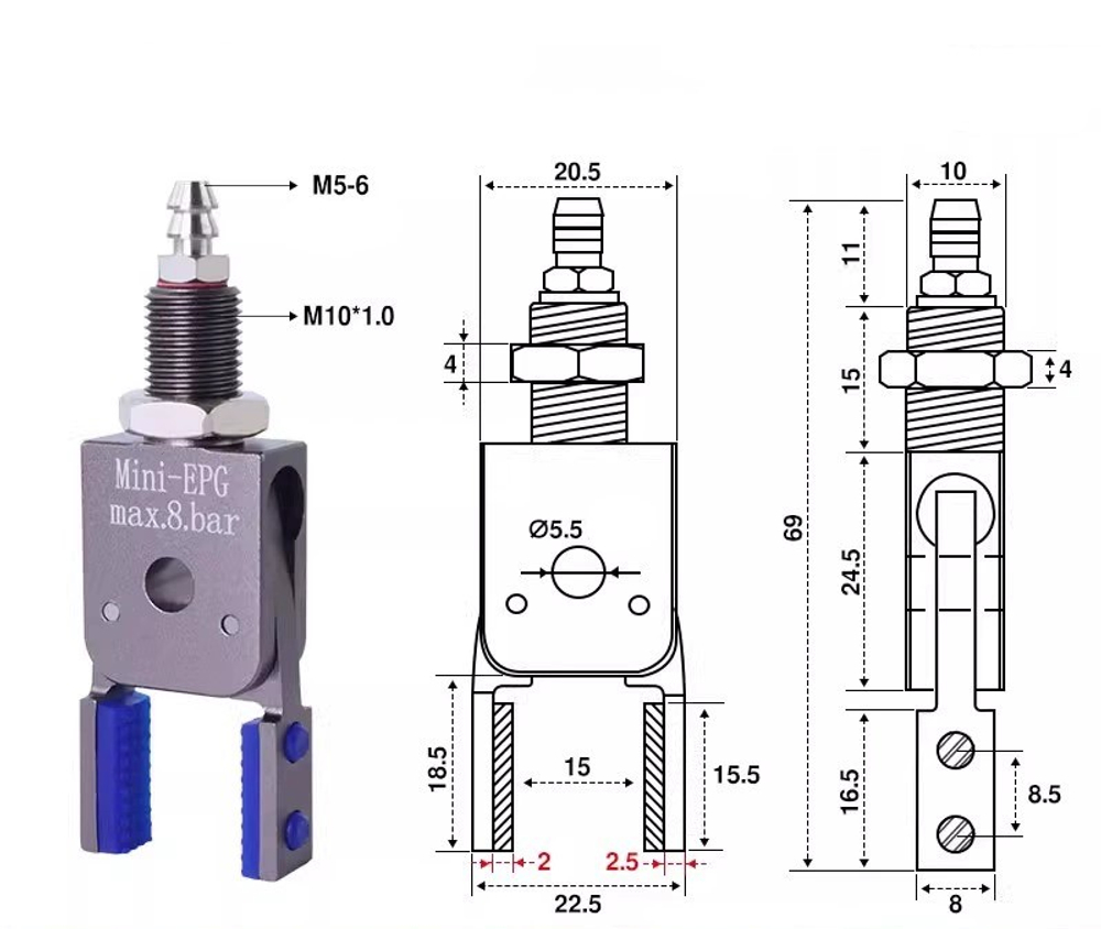Mini-epg flat shape (clamping range: 0-13mm) without detection