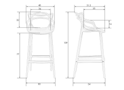 Набор 4 шт Стул барный DOBRIN MASTERS BAR, белый (W-02)