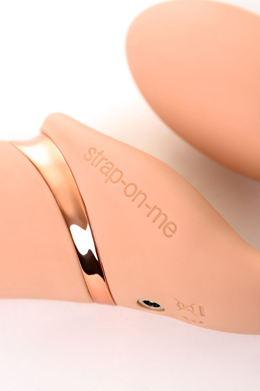 Телесный безремневой вибрострапон Vibrating Bendable Strap-On - size L (Цвет: телесный)