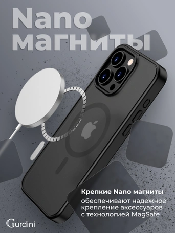 Чехол накладка iPhone 12/12 Pro 6.1" Gurdini Shockproof Case with Magsafe Black