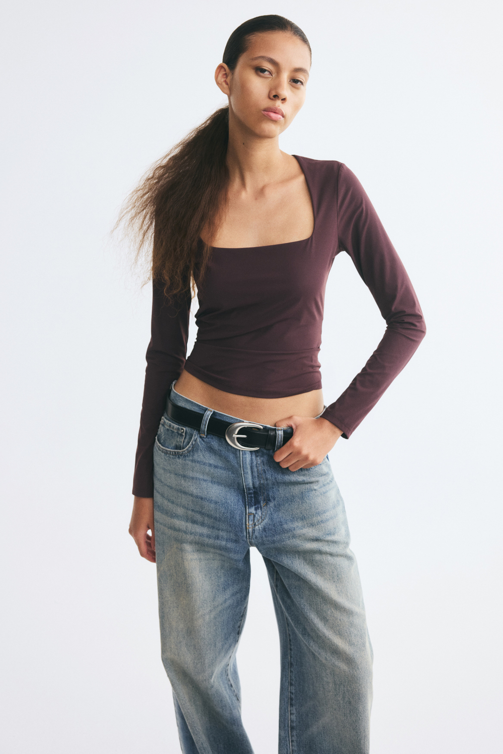Топ из джерси с квадратным вырезом - H&M
