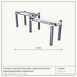 Скамья гимнастическая горизонтальная разноуровневая (двойная) — от 86 000 ₽