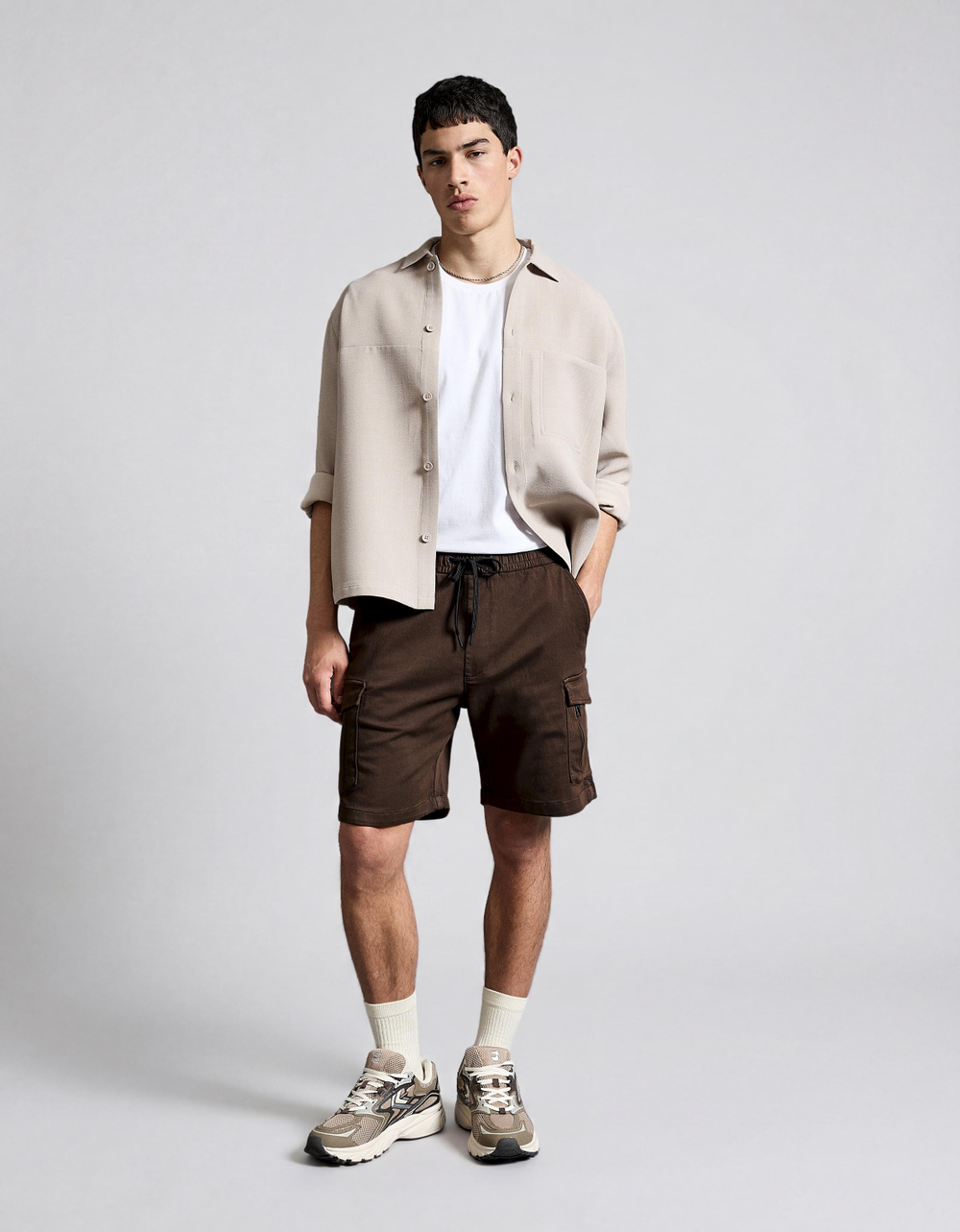 Мужские бермуды карго прямого кроя - BERSHKA