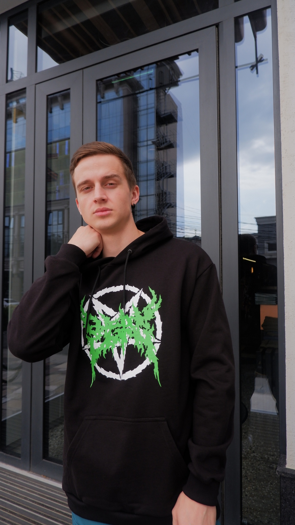 Худи OLDY Green Logo Чёрный