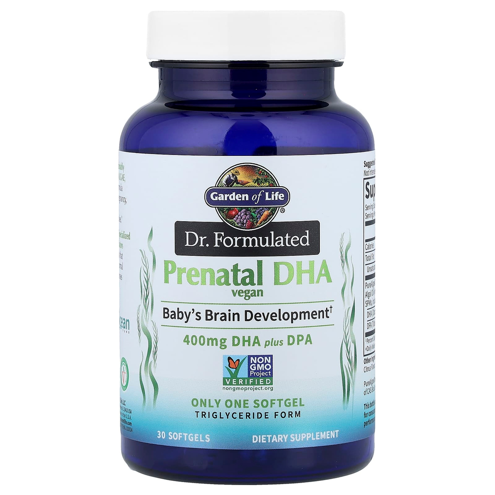 Garden of Life, Мы в компании Formulated, Vegan Prenatal DHA, 400 мг, 30 мягких таблеток