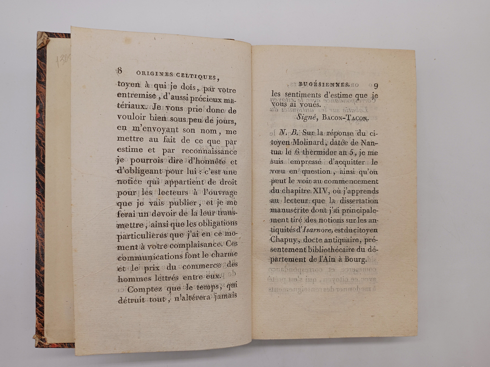 "Recherches sur les origines celtiques, principalement sur celles du Bugey. Par Pierre J.J.Bacon-Tacon