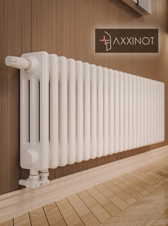 Axxinot Sentir 3037 - трехтрубный трубчатый радиатор высотой 370 мм, нижнее подключение с термовентилем, белый