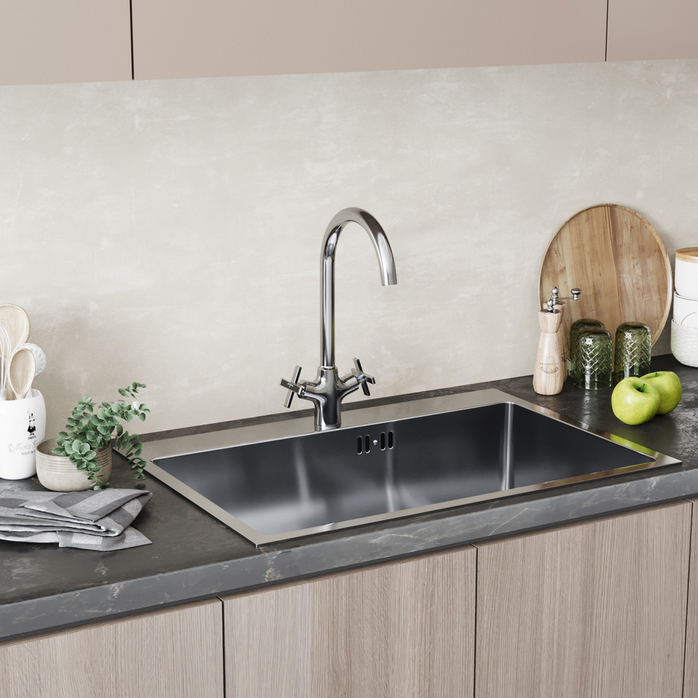 Смеситель для кухни 1/2 кер. MIXLINE МЛ37-032(ML37-032) "Кросс" высокий излив