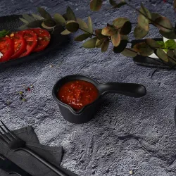Соусник 100 мл d 7 см h5 см круглый с ручкой фарфор Smooth Black Raw Stellar P.L. Proff Cuisine [6]