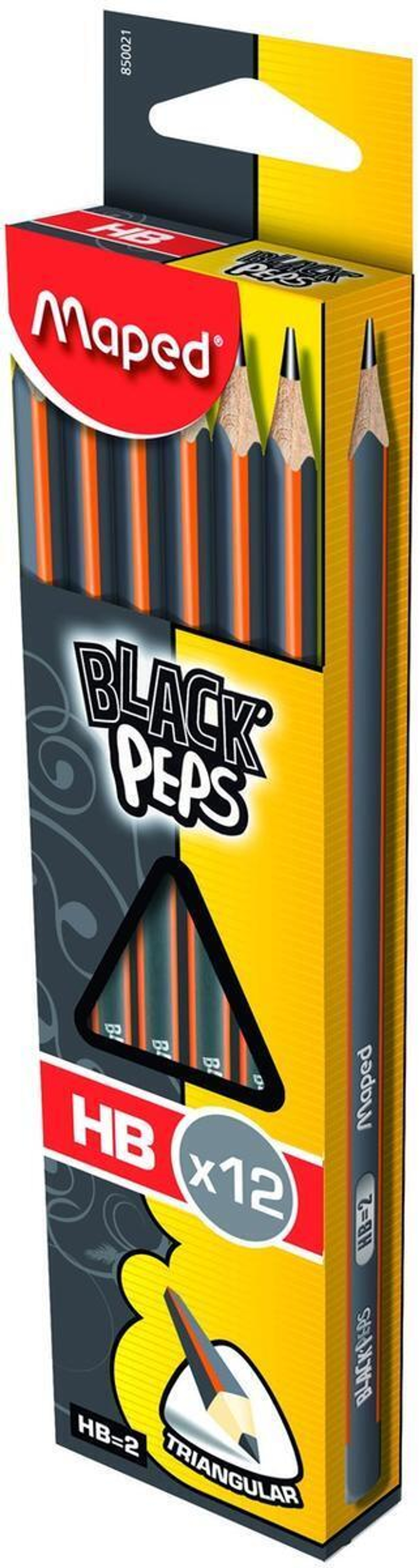 Карандаш ч/г BLACK PEP'S из липы НВ, с ластиком (Мапед)