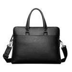 COW Top Grain Cow Leather Laptop Bag Large Men"s Black