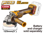 Аккумуляторная угловая шлифовальная машина (УШМ) INGCO CAGLI221253 INDUSTRIAL 20 В 125 мм