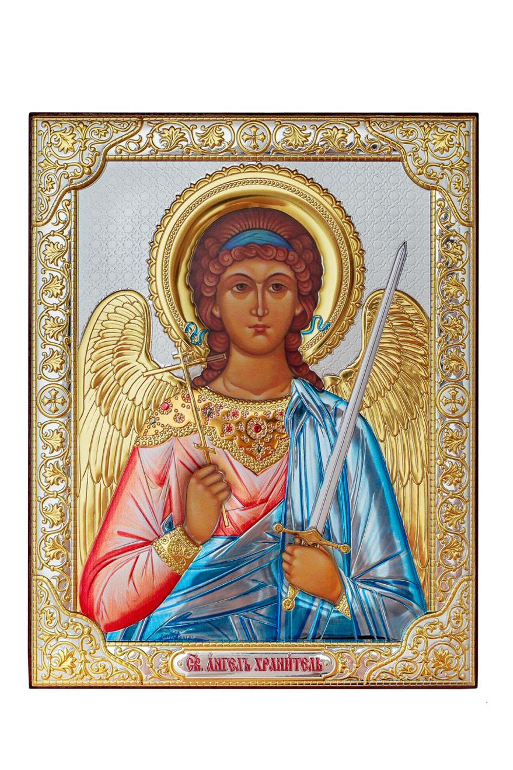 Ангел Хранитель, икона прямоугольная без рамки, красное дерево, эмаль 120х160
