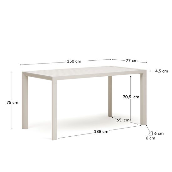 Culip Алюминиевый уличный стол с порошковым покрытием белого цвета 150 x 77 см