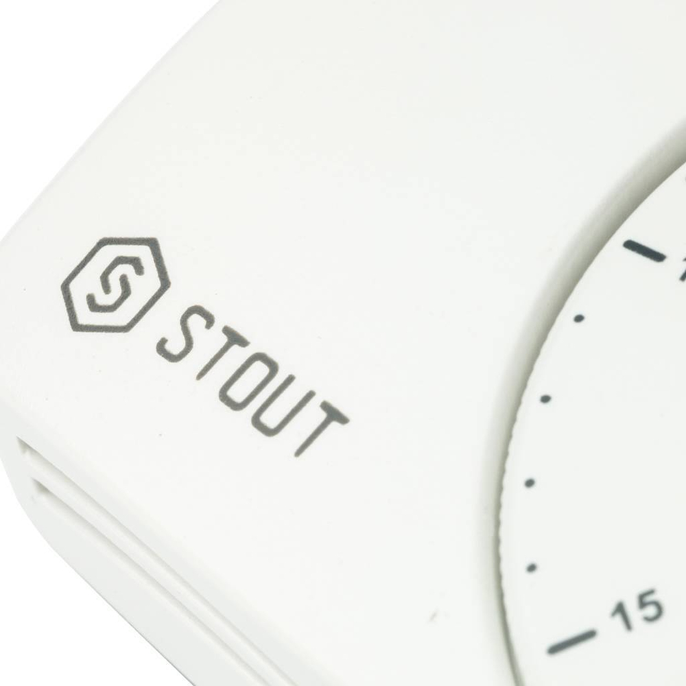 STOUT Проводной электронный термостат WFHT-BASIC со светодиодом (норм. закр.)