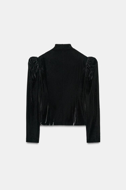 ZARA БАРХАТНАЯ КУРТКА С ВЫШИВКОЙ, ЧЕРНЫЙ