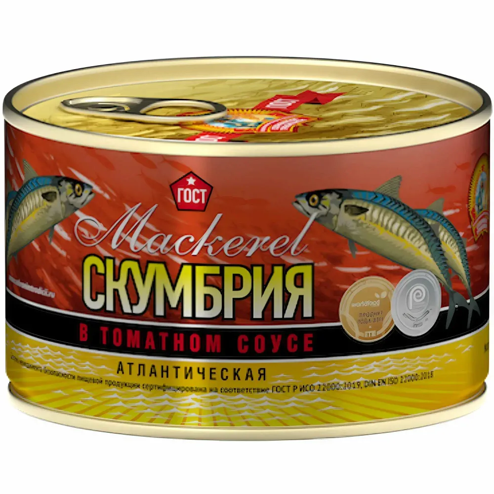 Скумбрия Атлантическая в томатном соусе Сохраним Традиции 240г/24шт