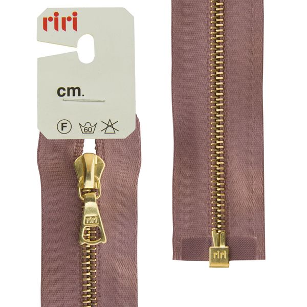 Молния металл RIRI Т4 (4 мм) 1 зам., разъем., 65 см, Gold, атласная тесьма, цв.9419, серо-сиреневый, 1 шт