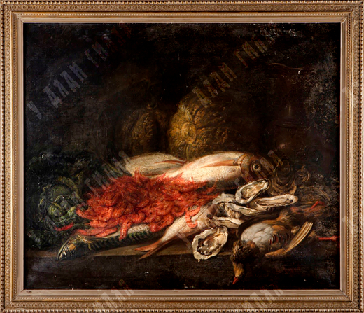Монжино Шарль (Charles Monginot). Морской натюрморт. Холст, масло. Франция, XIX в
