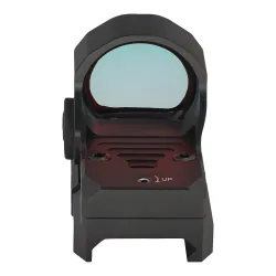 Коллиматор Gaut Tourmaline 1x26x22, открытый, точка 3 МOA красная, Weaver - вид сзади, линза окуляра и крепление