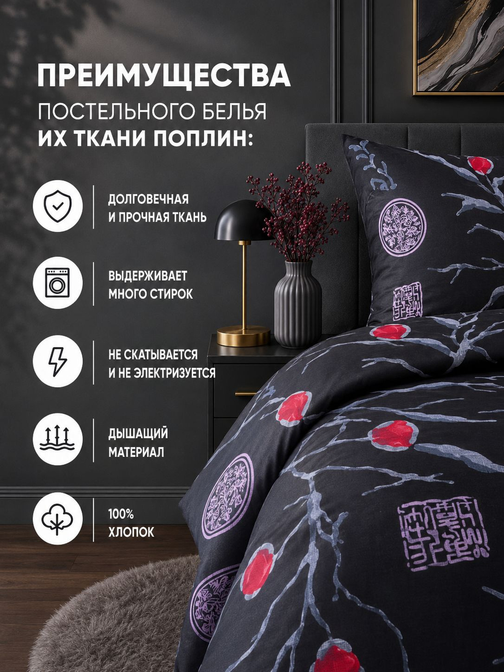 Пододеяльник 175х210 2-спальный Поплин Хлопок Гуси на зеленом фоне
