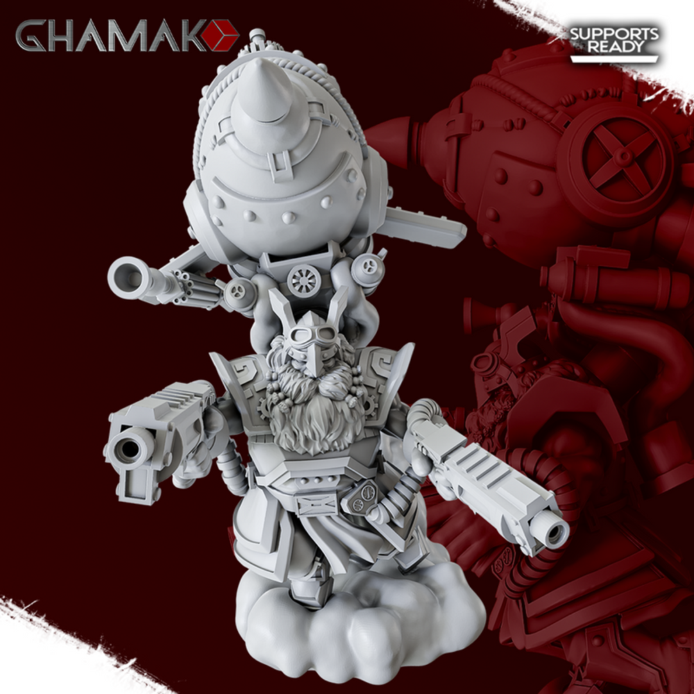 Grand Alliance Order Kharadron Overlords Dwarf Endrinmaster with Dirigible Suit Штурмовик дварфов №1 миниатюра для dnd, днд, pathfinder, фентези, Настольная игра, НРИ, Варгейм, РПГ