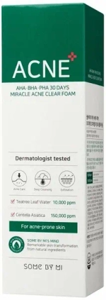 Some By Mi Пенка для проблемной кожи с кислотами - AHA-BHA-PHA 30Days miracle acne clear foam, 100мл