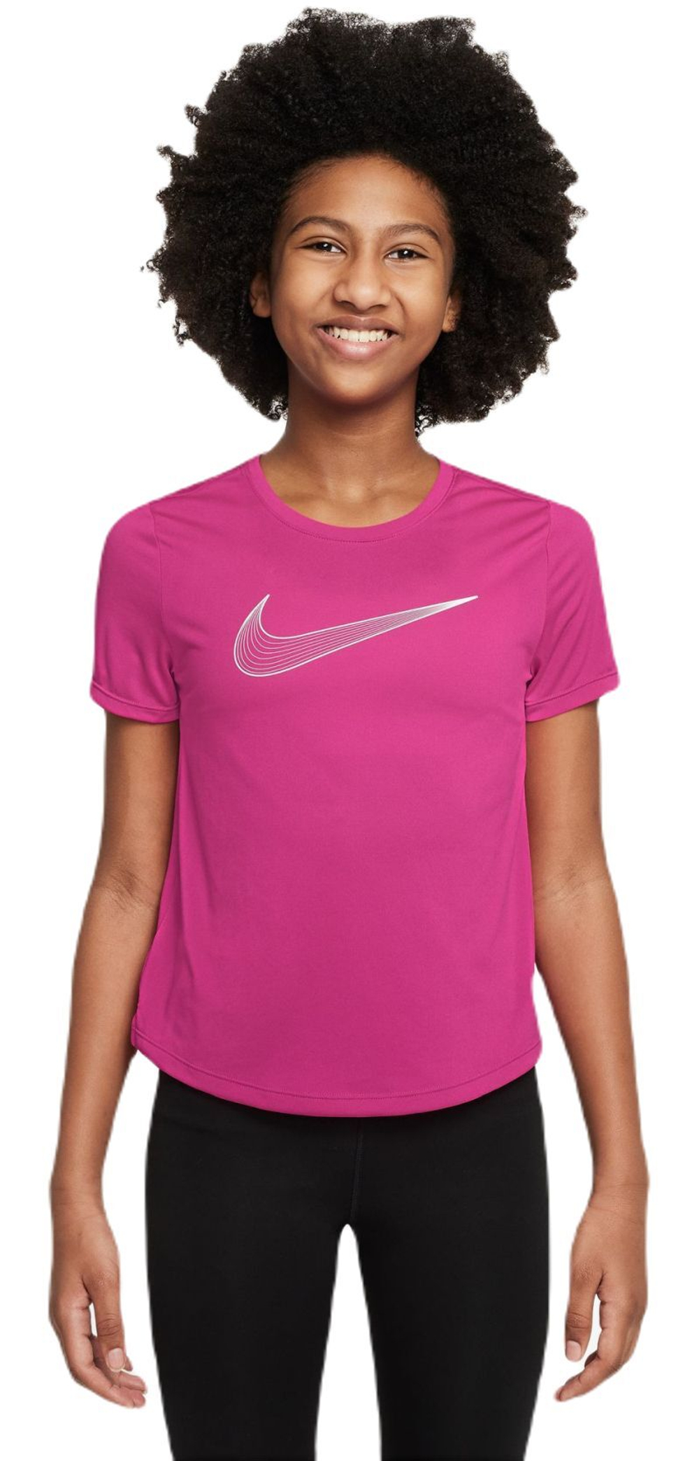 Футболка для девочки теннисная Nike Dri-Fit One Short Sleeve Top GX - fireberry/white