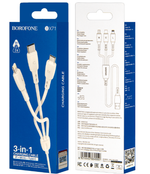 Кабель 3-in-1 Borofone BX71 MicroUSB+Lightning+Type-C 2A 1м PVC White